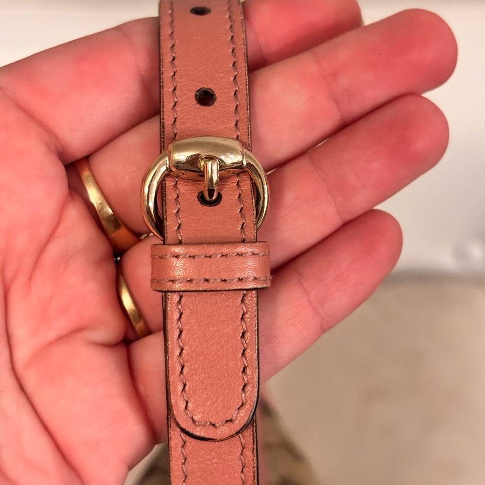 GUCCI GG Beige & Pink Monogram Mini Pochette Shoulder Bag LIKE NEW - Picture 8 of 12